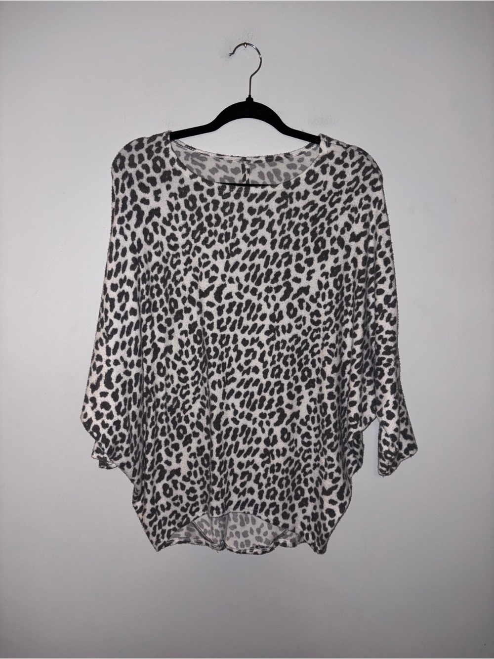 Gray Printed Batwing Sweater